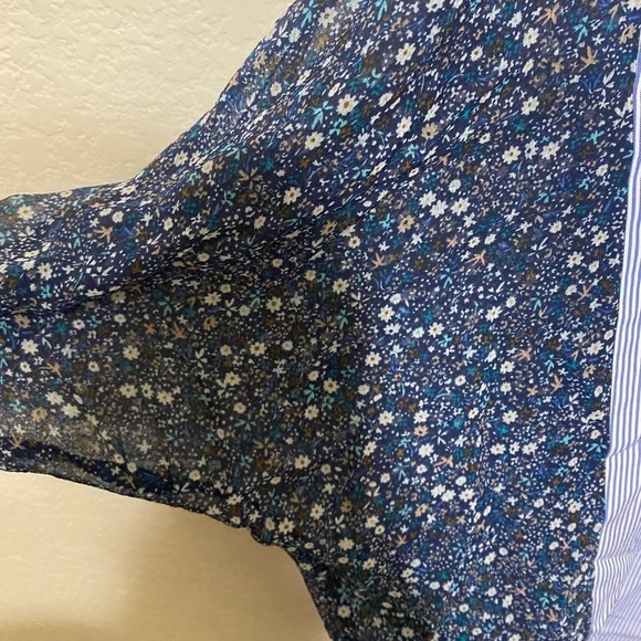 Zara button up striped floral statement long sleeve professional career office S - Picture 5 of 9